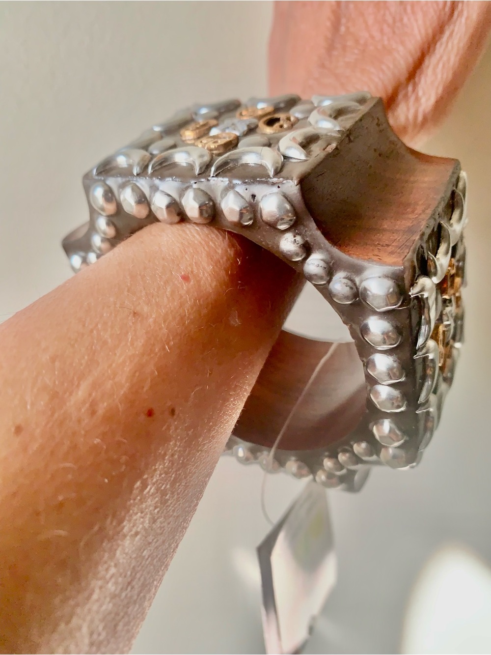 Chunky Silver-Tone Studded Cuff Watch Bracelet